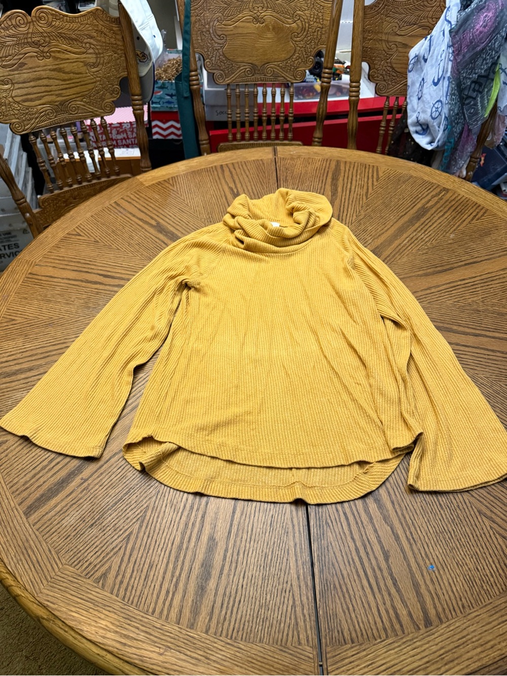 Maeve Mustard Ribbed Cowl Neck Sweater
